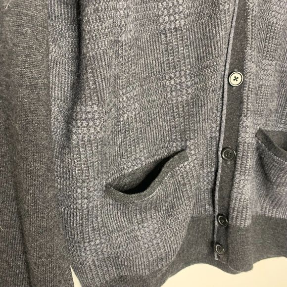 Jos. A Bank 1905 Gray Tonal Wool‎ Blend Button Front Cardigan with Elbow Patches - Picture 6 of 6